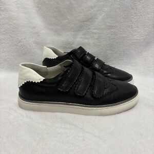 JOHNSTON & MURPHY CALLIE TRI-STRAP WOMENS SHOE 6 M BLACK white LEATHER TRUFoam